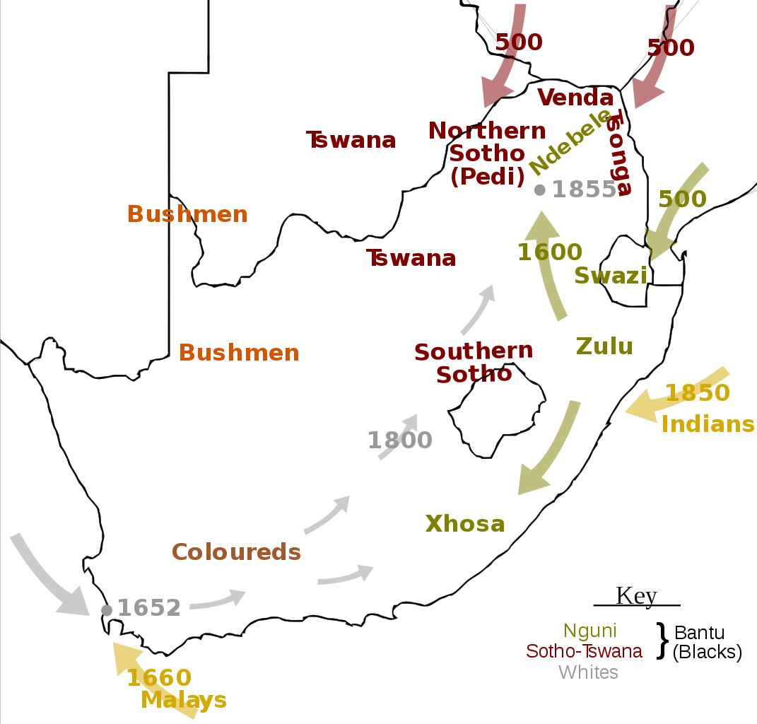 Histoire de l'Afrique du Sud-Carte des peuples Afrique du Sud